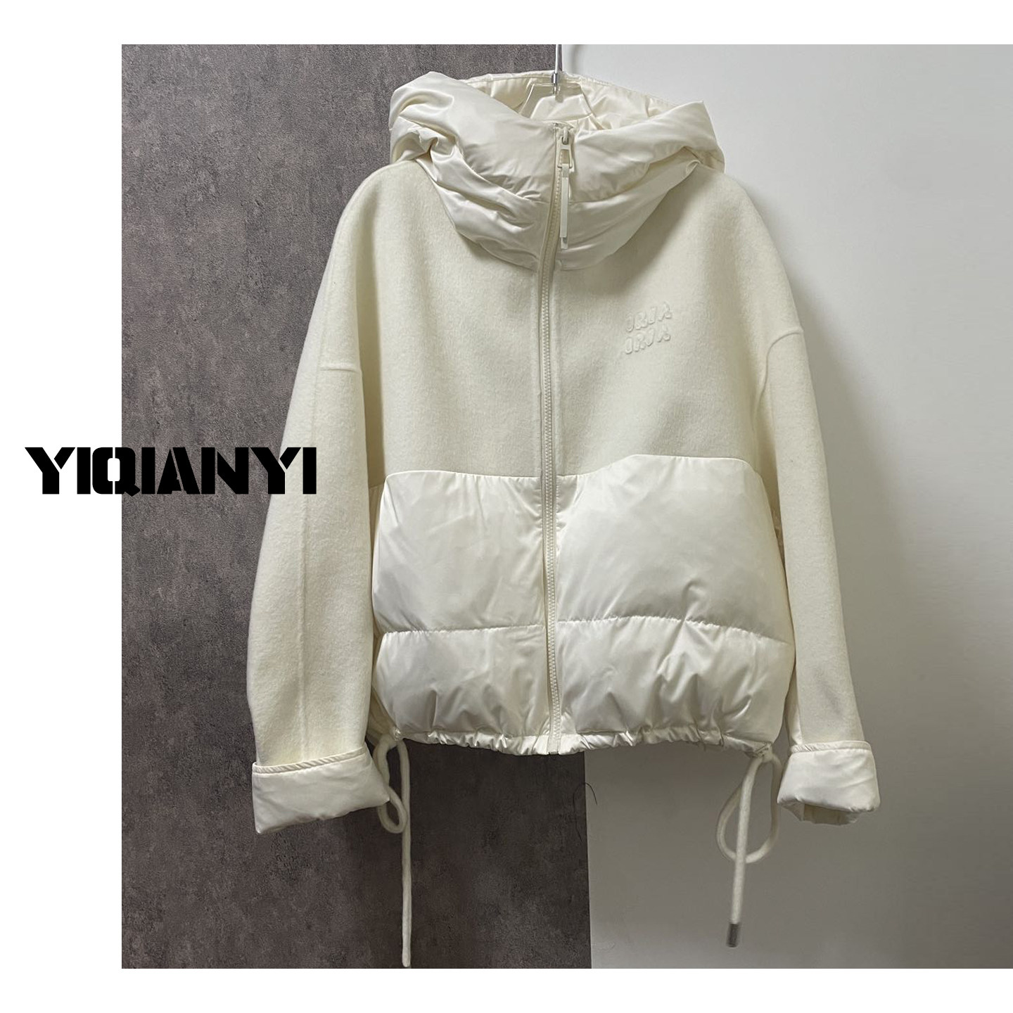 原创设计师绵羊毛白鹅羽绒服短款加厚外套深圳南油高端女装新款冬