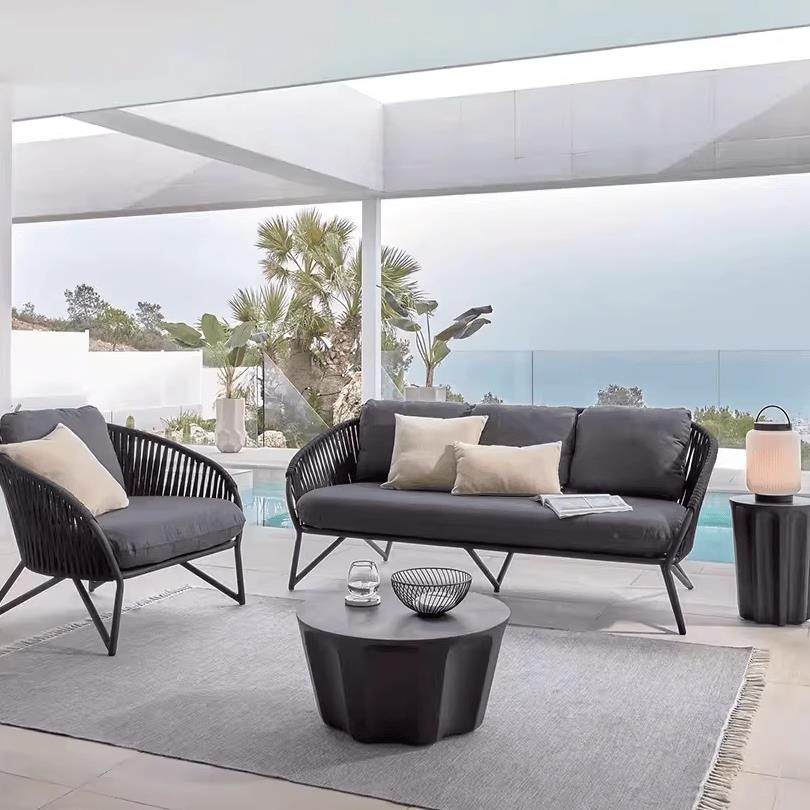 室外铝合金沙发酒店绳编沙发三件套室外露天阳台房地产外摆藤家具,住宅家具,户外沙发,淘宝优惠券,粉丝福利购,淘宝优惠卷