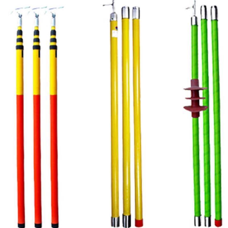 龙禹盛玻璃钢令克棒高压拉闸杆电工绝缘操作杆铁扣式4节8米500KV