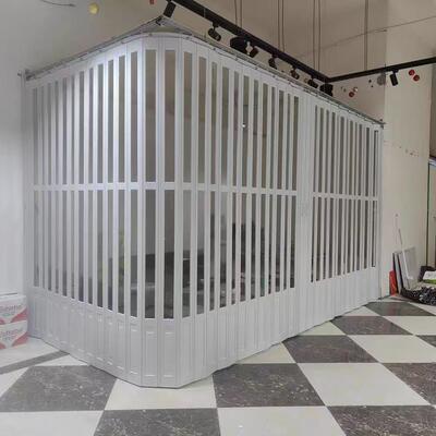 弧形水晶折叠门推拉门汽车美容店商场洗车房折叠门PVC隔断 商铺门