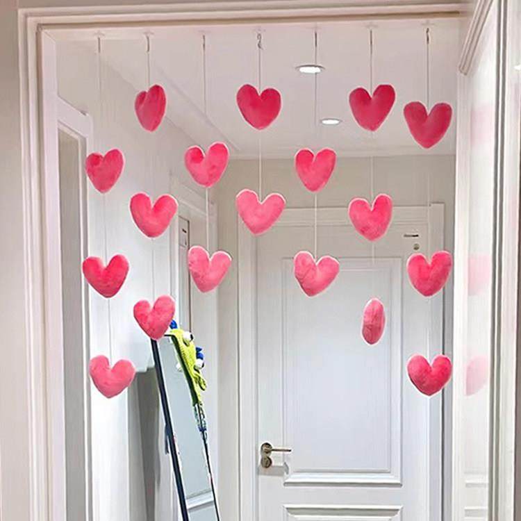 爱心门帘装饰挂件隔断帘卧室幼儿园墙面粉色少女心珠帘小门线帘子