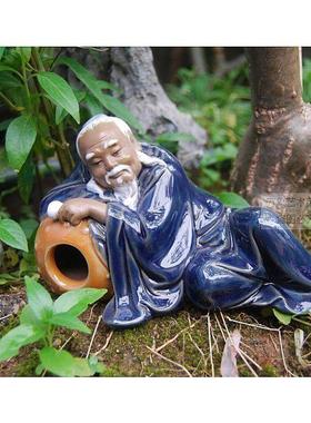 中国风醉翁陶瓷摆件园林家居茶盘屏风书台假山人物造景摆设装饰品