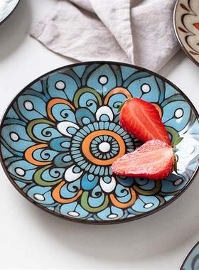 碟子吐骨头盘碟 家用6寸小盘子釉下彩陶瓷骨碟分餐盘点心盘A16121