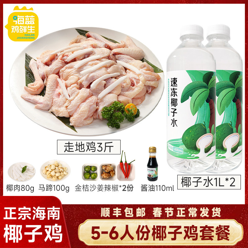 海蓝鸡鲜生海南椰子鸡火锅网红豪华5-6人全套餐 散养土鸡生鲜鸡肉