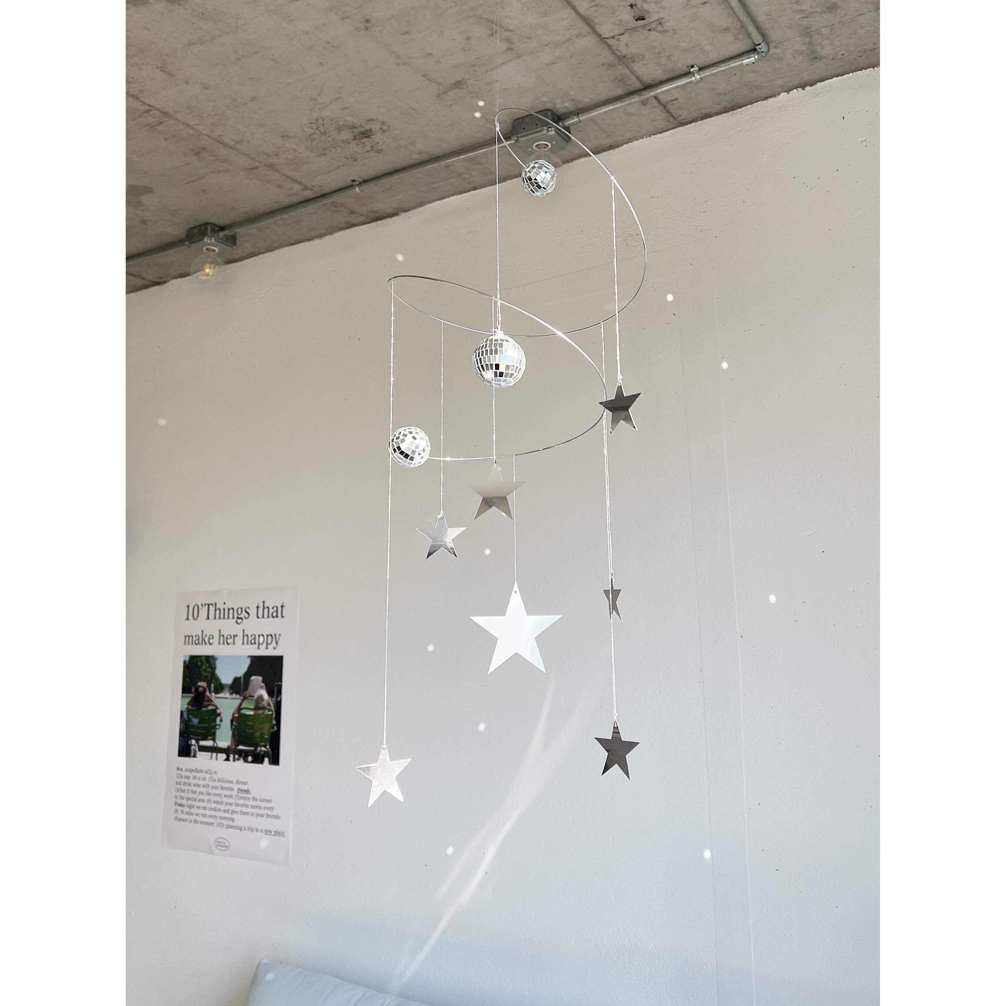 星星捕手风铃夜空反光挂饰手工DIY材料包阳光捕手迪斯科星球吊饰