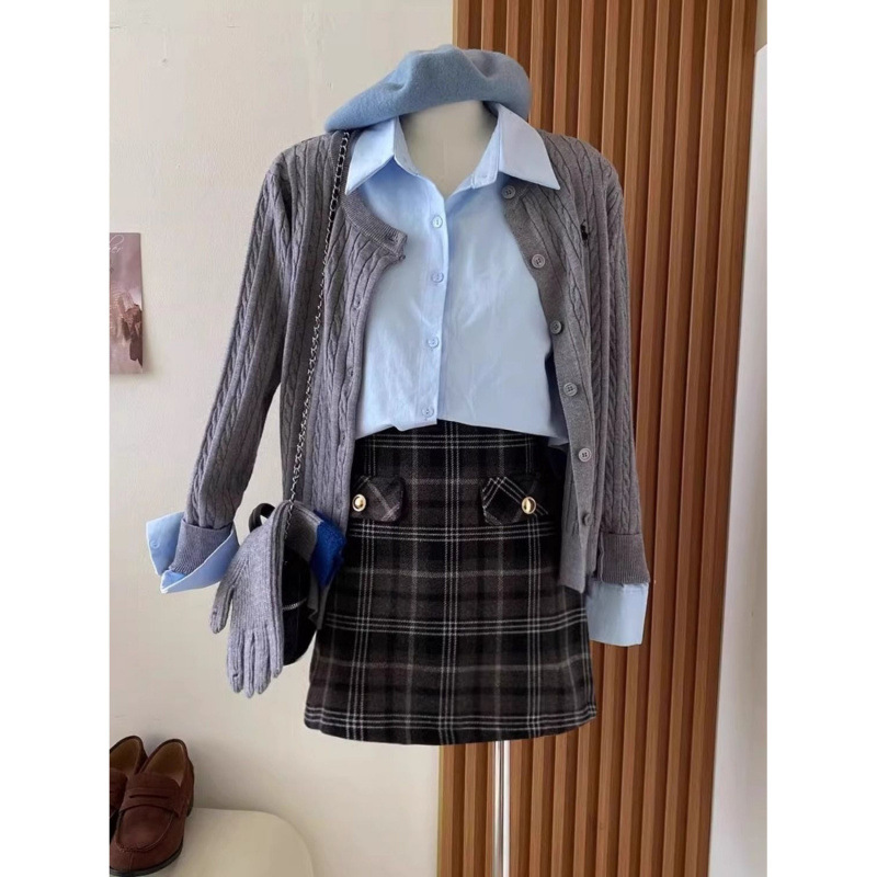 韩版针织开衫两件套套装女外穿慵懒风麻花毛衣外套2025早秋季新款