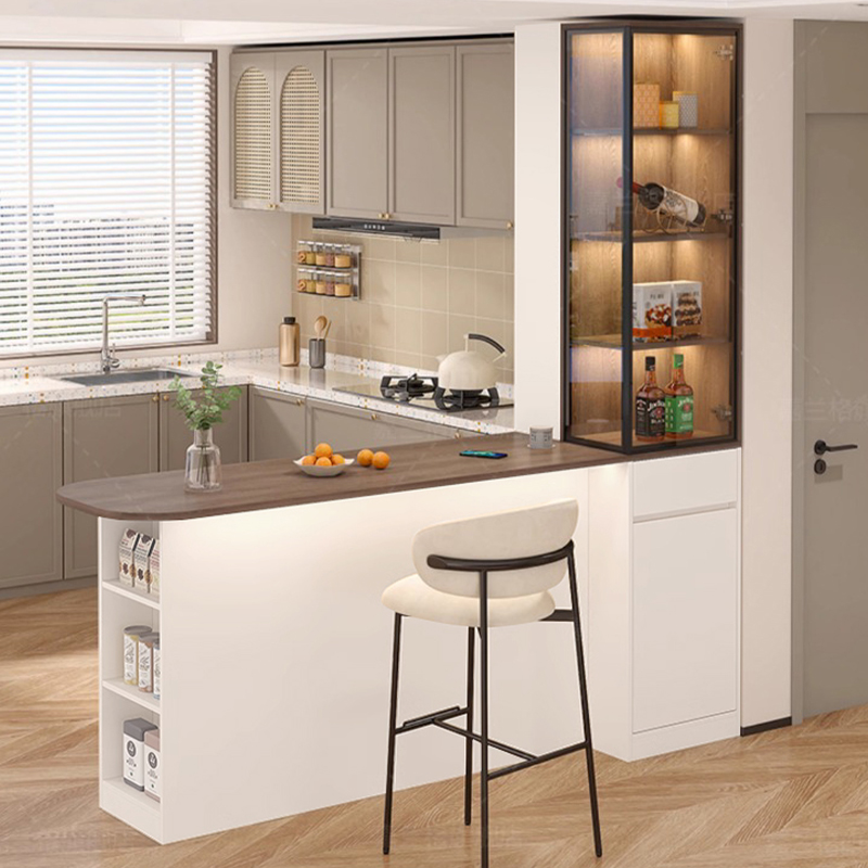 实木吧台桌子家用客厅小户型餐边柜餐桌一体开放式厨房吧台隔断柜