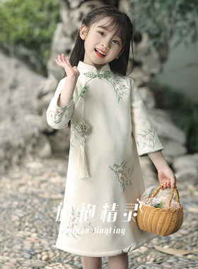 民国风旗袍女童中式改良连衣裙
