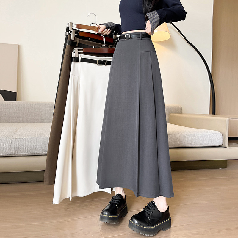 半身裙女秋冬季新款高腰显瘦高级感中长裙气质抗皱西装百褶裙