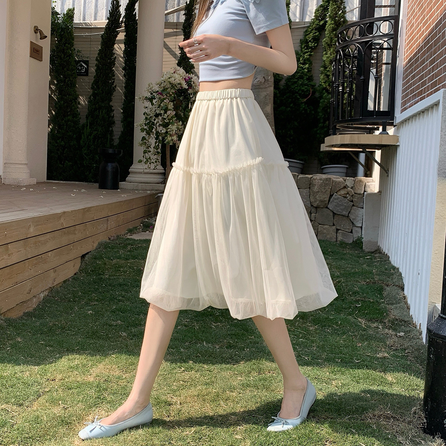 2026新款纱裙春天裙仙女松弛松紧腰围温柔蓬蓬裙半身裙裙子