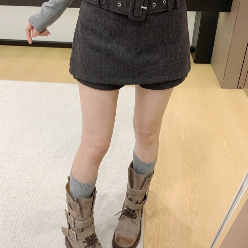 高级感裙裤女显瘦气质通勤百搭时髦休闲阔腿裙裤配腰带
