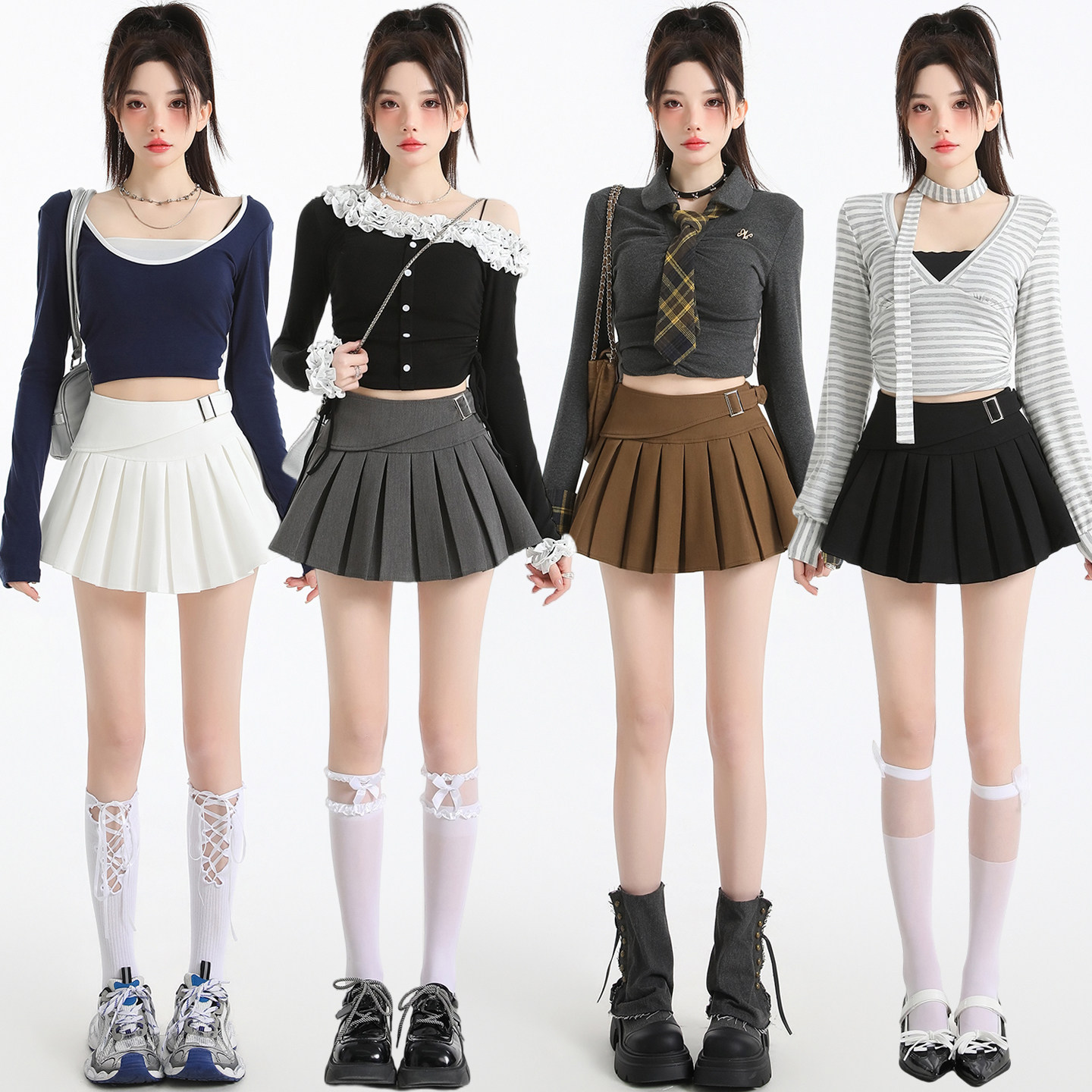 西装半身裙女2026春季新款高级百褶裙高腰显瘦A字短裤裙裤女