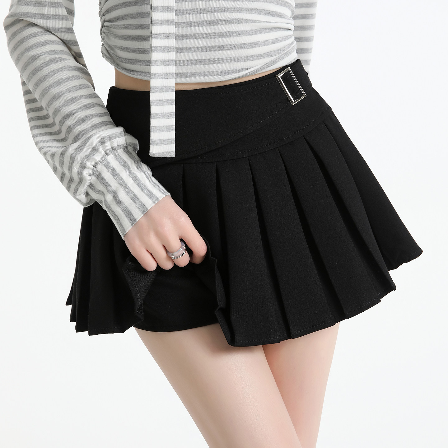 西装半身裙女2026春季新款高级百褶裙高腰显瘦A字短裤裙裤女