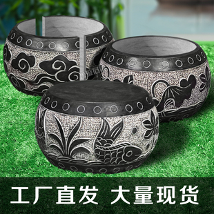 石雕柱墩石 青石柱子底座 基石柱脚空心柱础柱顶石V圆石墩子大理