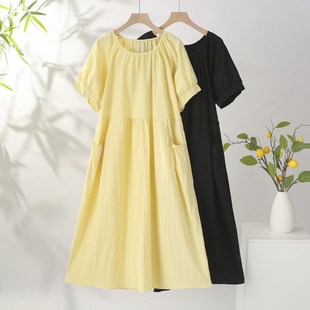 休闲显瘦遮肉短袖 宽松大码 胖mm200斤长款 新款 裙子 连衣裙2025夏季