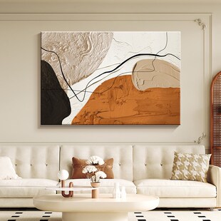 新款抽象高级艺术挂画客厅横版装饰画意式极简油画沙发背景墙壁画
