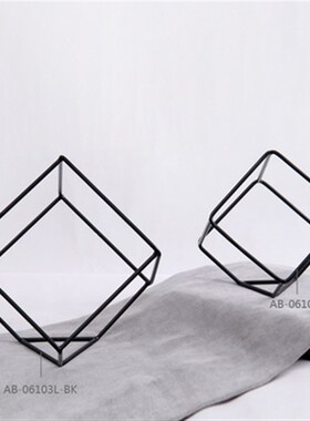 简约现代铁艺切角方摆件 黑色金属铁艺几何工艺品摆U件 家居装饰