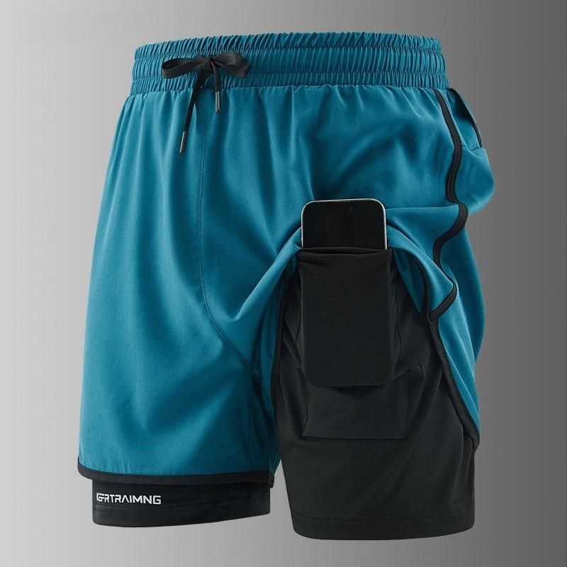 双层运动短裤男士透气冰丝夏季骑行健身内衬跑步男款训练43三分裤,男装,短裤,淘宝优惠券,粉丝福利购,淘宝优惠卷