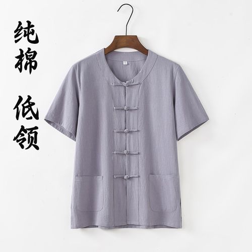 夏季薄款唐装男士纯棉短袖衬衫中式复古男装汉服休闲爸爸装中国风