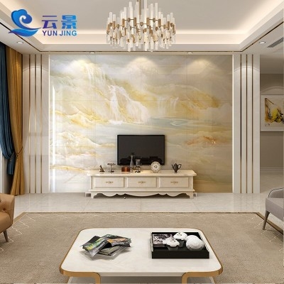 欧式电视背d景墙装饰瓷砖大理石影视墙客厅护墙板背景墙微晶石造