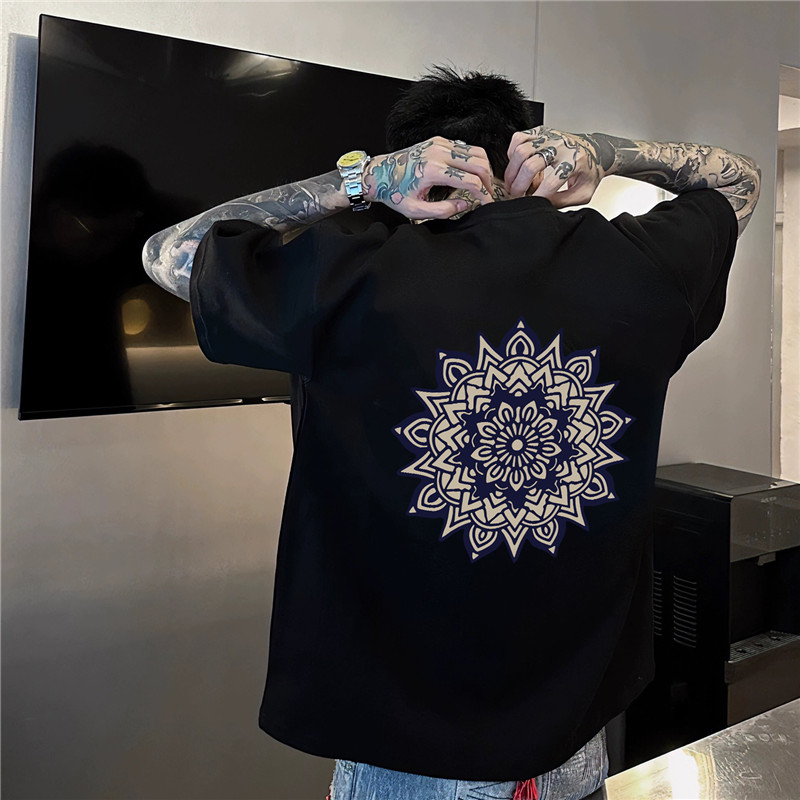 欧美街头港风复古印花T恤宽松