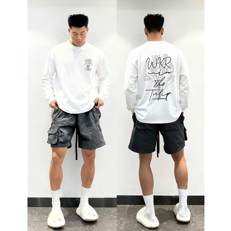 欧美嘻哈街头纯棉小领口时尚T恤