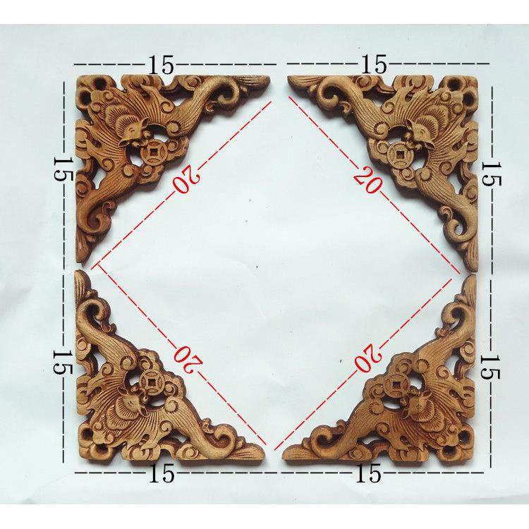 东阳木雕挂件樟木雕刻蝙蝠角花实木吊顶贴花家居饰品装饰角花三角