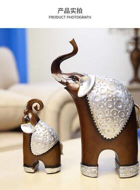 新中式大象母子玄关桌面电视柜酒柜客厅摆件家居装饰品高档次礼物