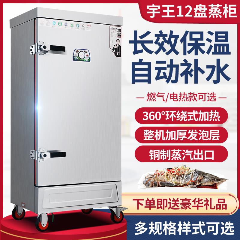 宇王商用电热蒸饭柜12盘蒸柜车单门双门蒸饭车蒸米饭馒头食堂饭厅