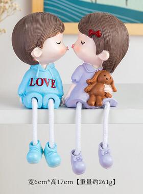 房间客厅隔板置物架情侣娃娃摆件简约创意可爱吊脚娃娃装饰品摆设