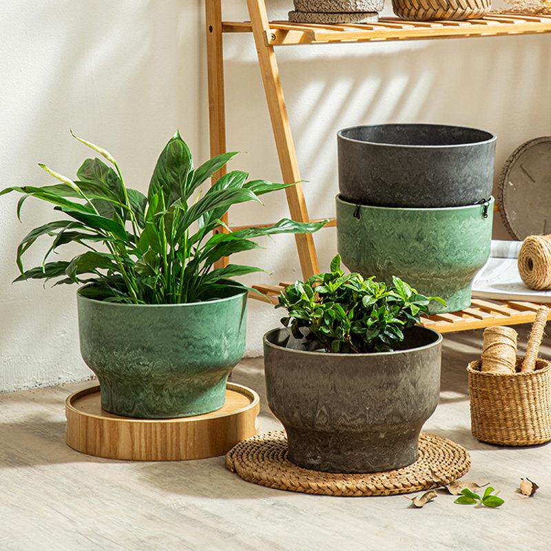 北欧简约树脂桌面花盆悬挂式铁炼 炼 垂吊盆水培加厚塑料兰花多肉