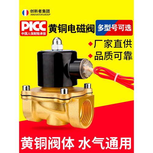 常闭电磁阀控制开关DC24V DC12V 2分4分6分1寸AC220V铜线水阀气阀