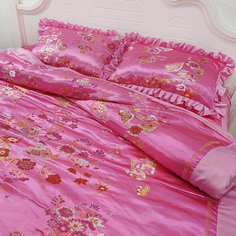 老式四件套杭州丝绸绸缎被套老款婚庆被罩结婚床上用品陪嫁喜被子,床上用品,婚庆床品套件,淘宝优惠券,粉丝福利购,淘宝优惠卷