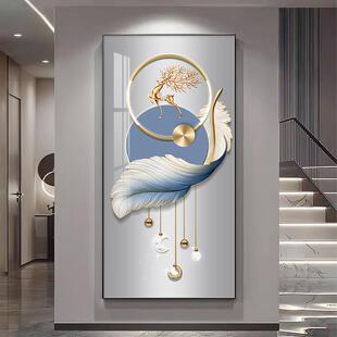 入户玄关装饰画竖版迎门墙走廊过道悬挂画现代客厅进门玄幻墙壁画