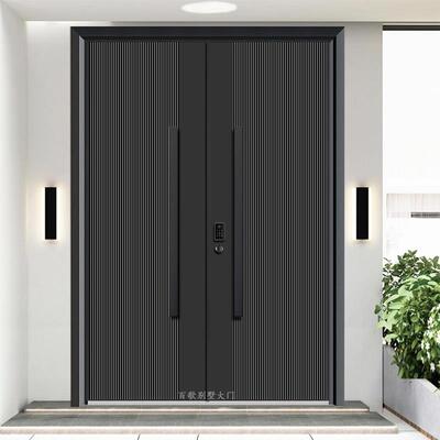 高端别墅大门双开门家用铜门乡村庭院门农村入户进户门智能铸铝门