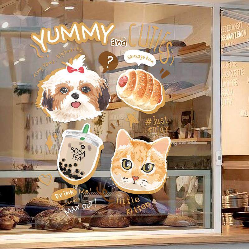 网红咖啡店可爱装饰玻璃门贴纸ins风奶茶甜品店橱窗布置广告贴画,家居饰品,玻璃膜/贴,淘宝优惠券,粉丝福利购,淘宝优惠卷