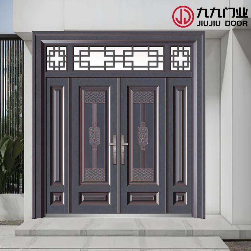 不锈钢烤漆大门自建房别墅双开门农村四开大门防晒防锈入户门可定