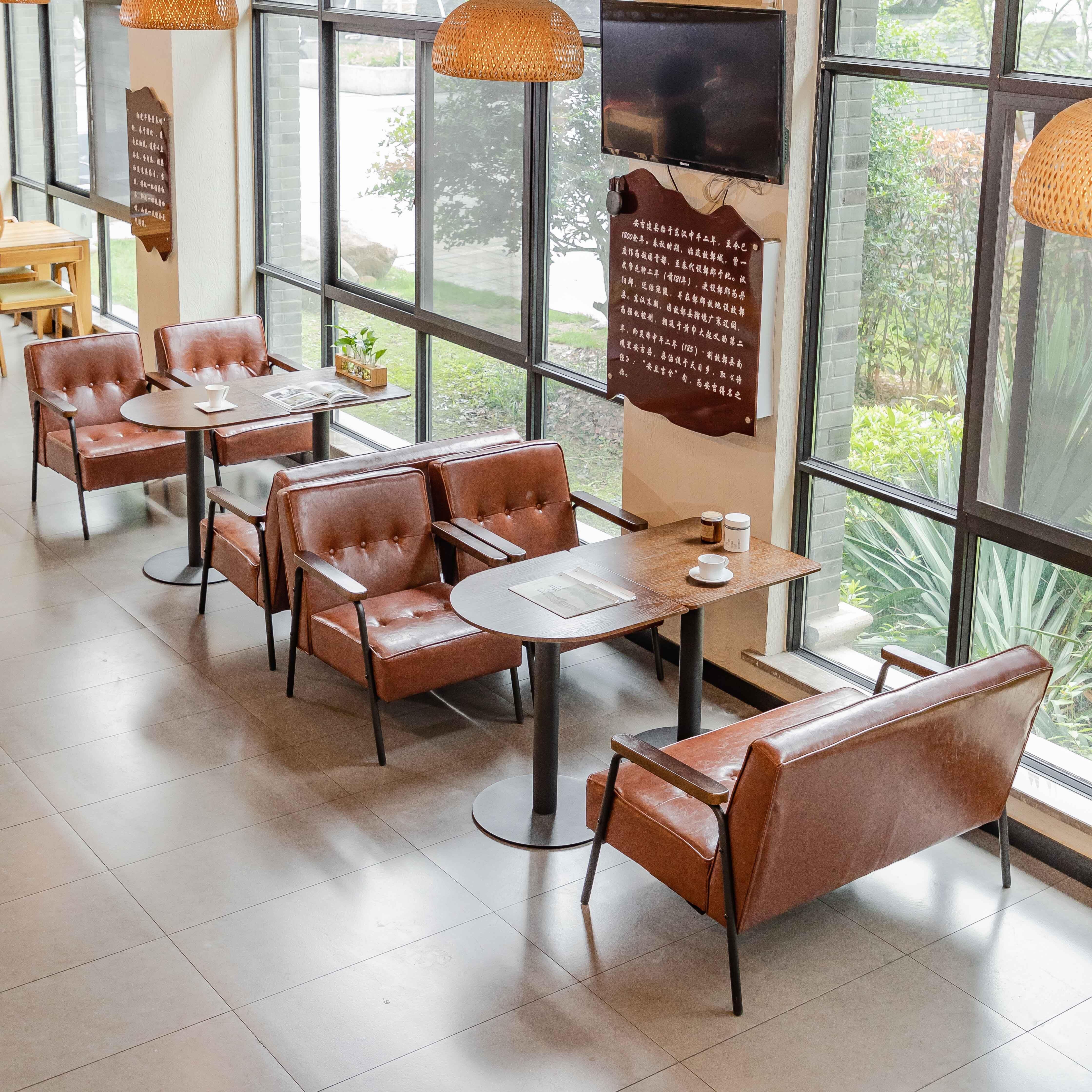 金属框架桌子椅子商用咖啡厅酒吧桌椅组合茶楼卡座奶茶店沙发