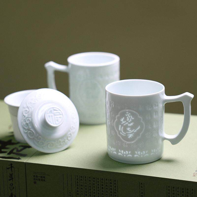 景德镇陶瓷茶杯影青釉玲珑过滤杯家用泡茶杯商务礼品办公生肖水杯,餐饮具,茶杯,淘宝优惠券,粉丝福利购,淘宝优惠卷