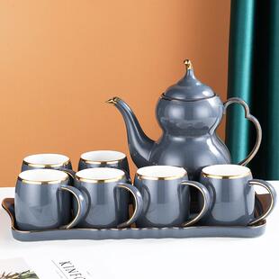 高档客厅待客北欧水壶水具 陶瓷轻奢喝水杯子家用茶杯茶壶茶具套装