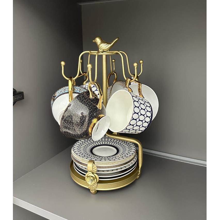 咖啡杯架子欧式轻奢铁艺家用杯碟收纳挂架客厅餐桌水杯杯子置物架