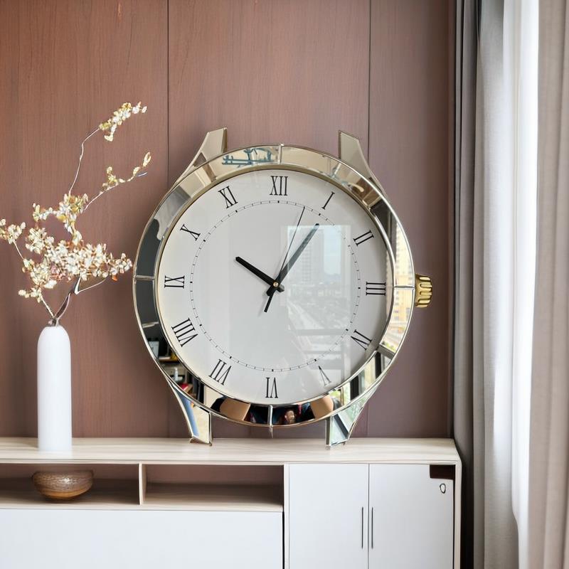 客厅轻奢时尚挂钟餐厅简约个性装饰时钟创意贴镜静音钟表太阳机芯