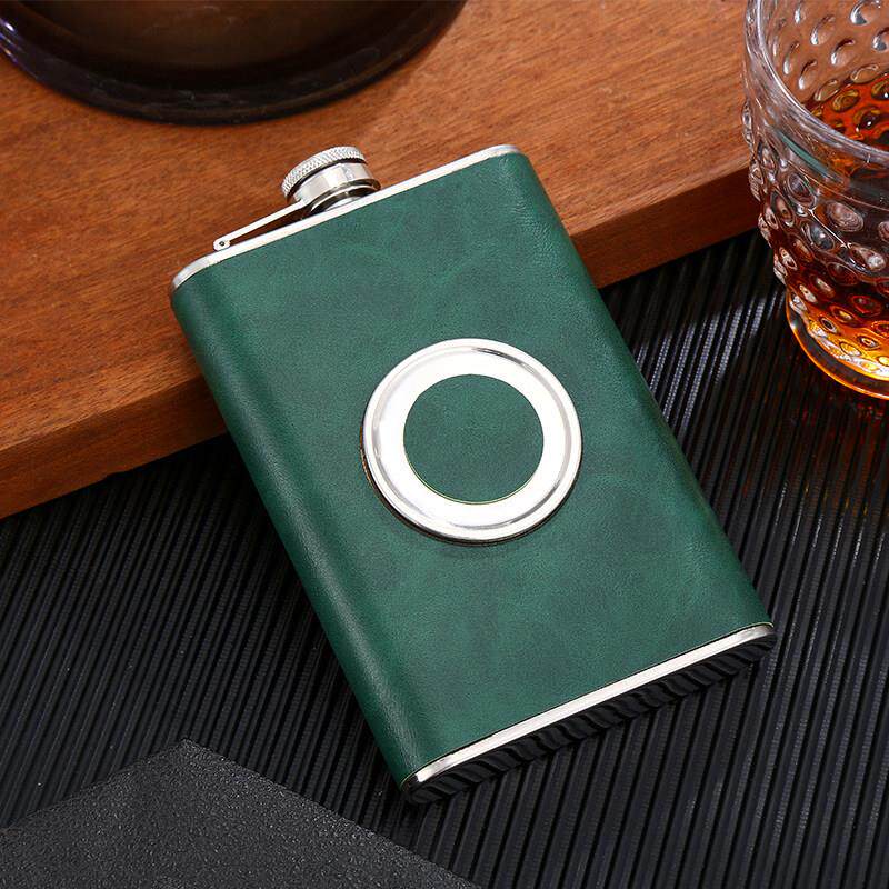 覆古304不锈钢8盅司随身小酒壶折叠杯户外可携式酒瓶男女士酒具组