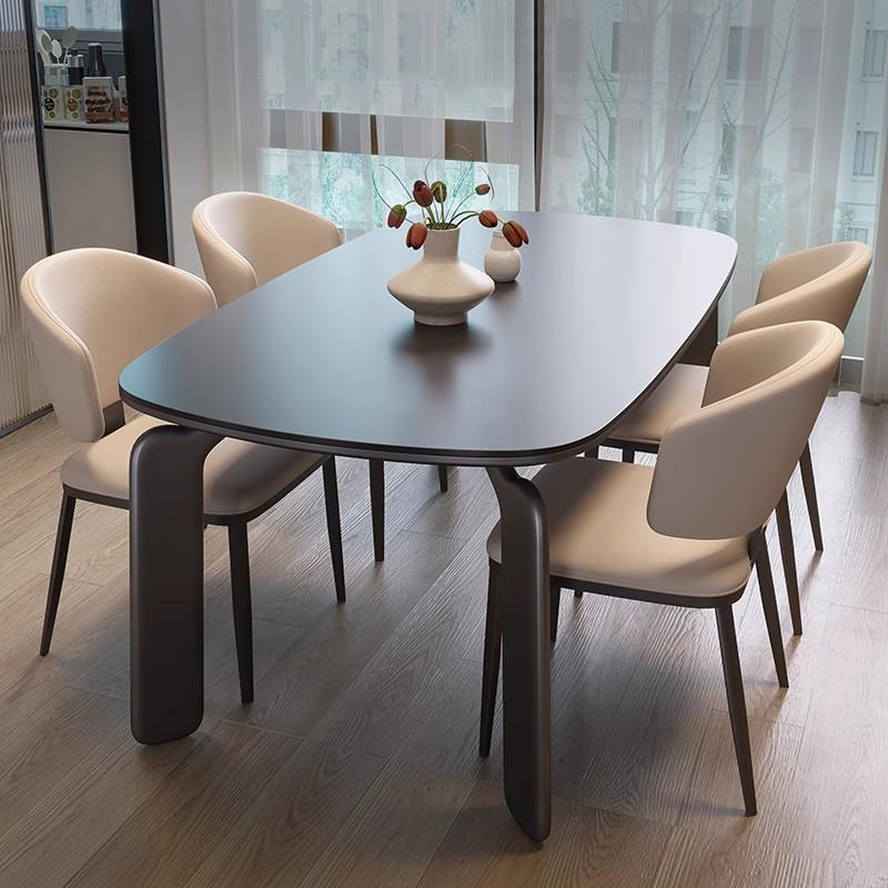 全托轻奢岩板餐桌椅组合长方形2025新款现代简约家用小户型吃饭桌