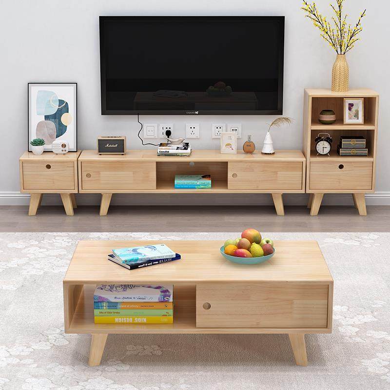 实木电视柜客厅茶几组合松木家用客厅高矮边柜小户型地柜墙柜原木,住宅家具,电视柜,淘宝优惠券,粉丝福利购,淘宝优惠卷