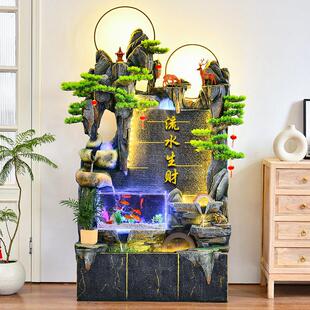 假山流水喷泉美容院室内客厅茶室公司开业送礼鱼缸造景观布置摆件