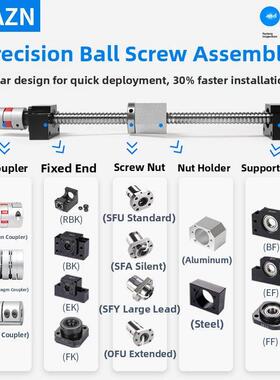 精密滚珠丝杆套装 丝杆副SFU1605研磨丝杠SFS1610 3205 2505 2005