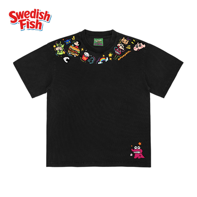 interesting灵魂！原创美式卡通卡通蜡笔小新厚重感oversize短袖T