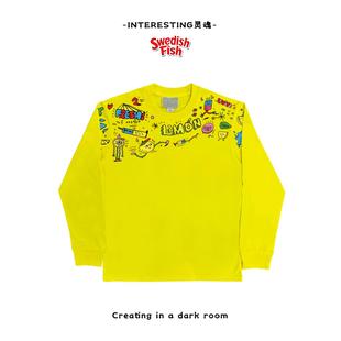 interesting灵魂 T恤 街头高街奢潮柠檬黄卡通重磅JHYQ无性别长袖