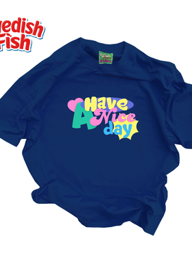 深蓝色！纯棉欧美240g原创阿美咔叽小众高街重磅短袖T恤无性别